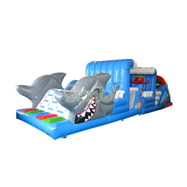 SJ-OB15003 Shark Inflatable Double Slides Obstacle Course