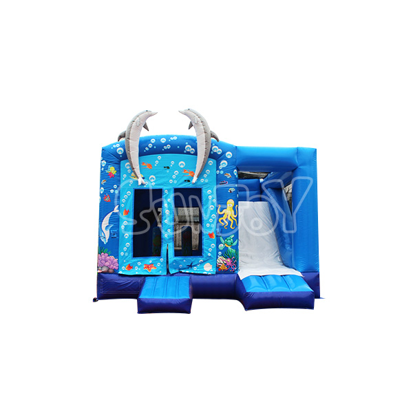 SJ-CO17003 Double Dolphin Inflatable Jump House Slide Combo