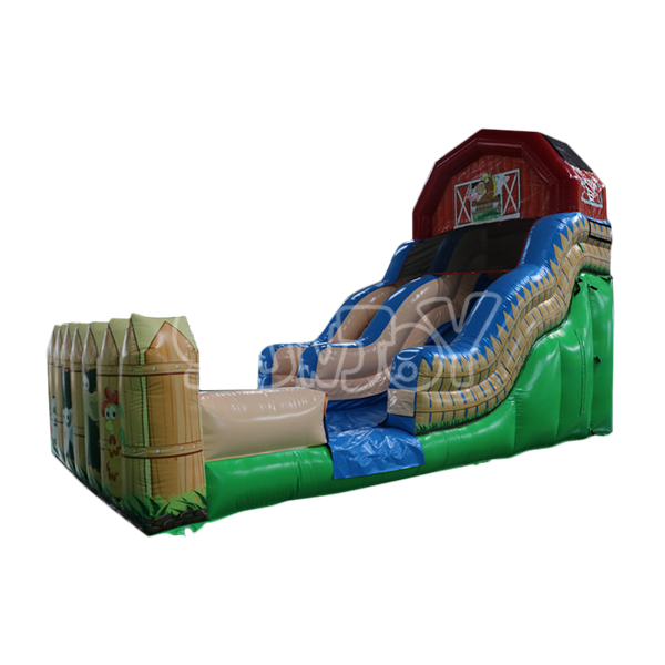 SJ-WSL16042 Inflatable Farm Water Slide With Pool For Sale