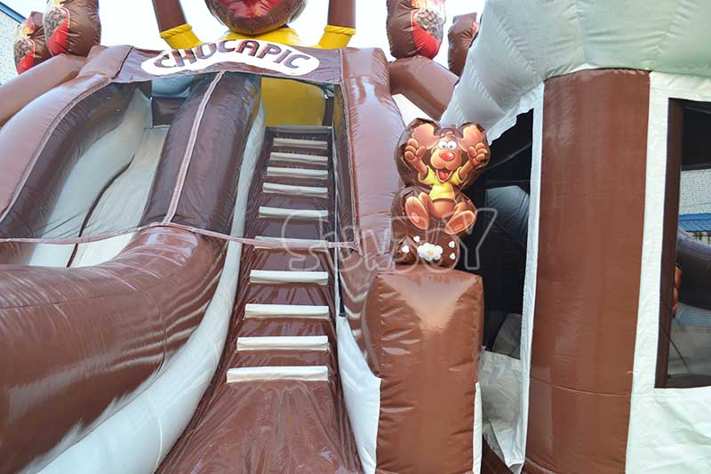 inflatable amusement park with three slides the climb stair