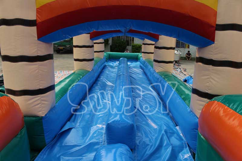 73ft palm tree inflatable water slide combo double lane