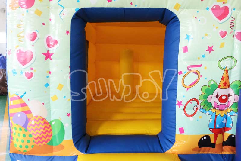 the clown inflatable jump house combo door