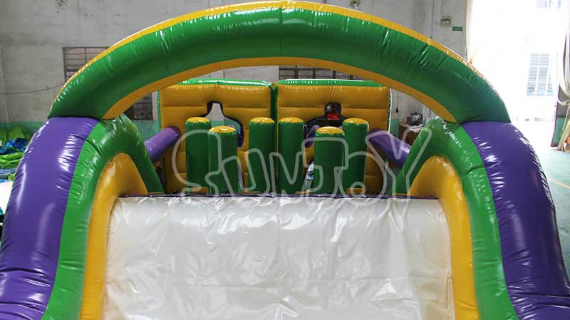 two players adult inflatable obstacle course slide