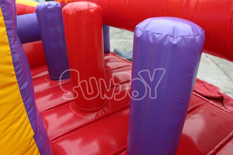 40ft bright color inflatable obstacle course end obstacles