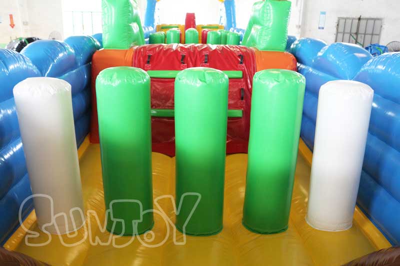 20m inflatable big obstacle course pillar wall