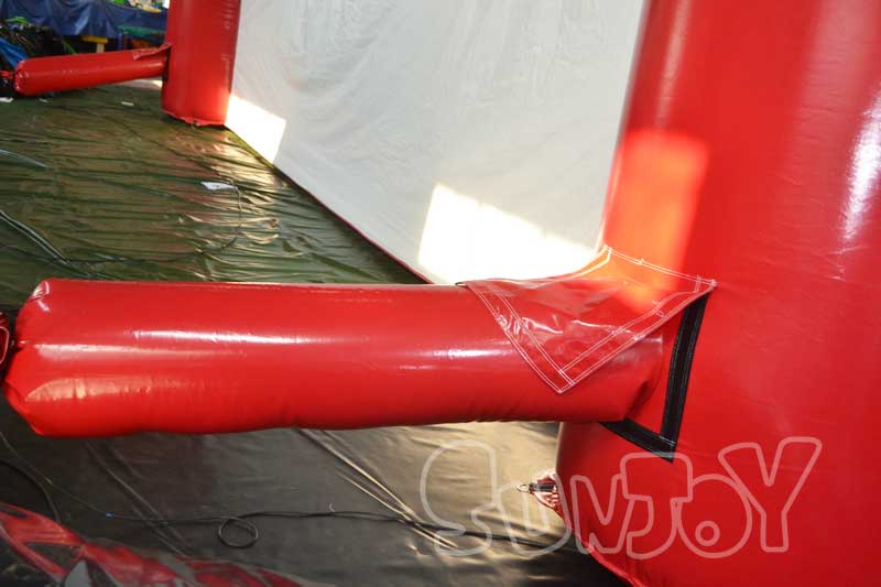 giant arch red inflatable tent blower pipe
