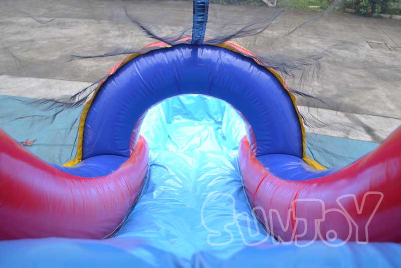 water slide lane with arched netting