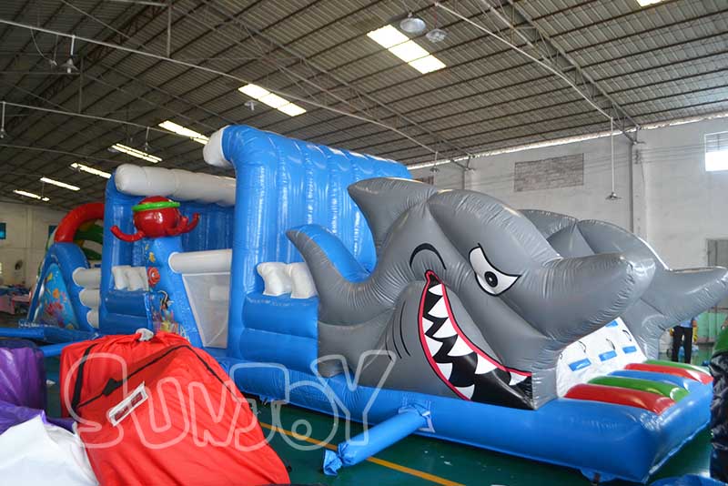 shark inflatable obstacle course for sale