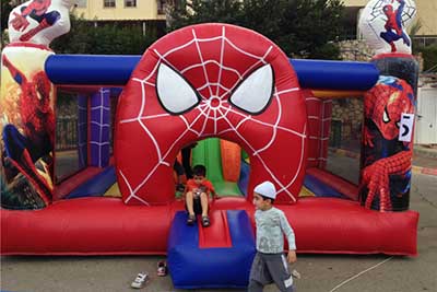 kids bouncy house with spiderman theme