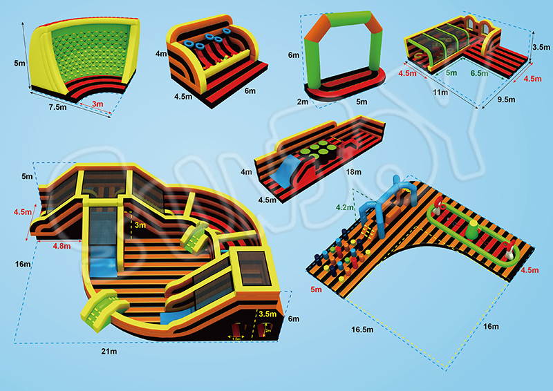 all-round inflatable playground detail drawing