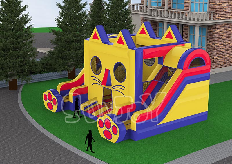 pussy cat bounce house slide combo for sale