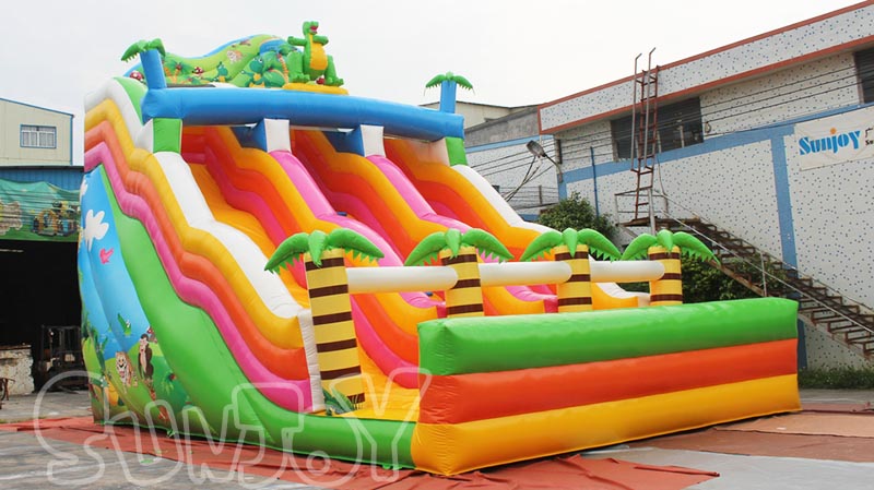 colorful inflatable dry slide entrance