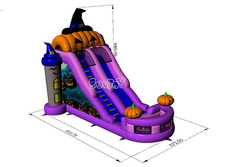22 feet pumpkin inflatable slide size