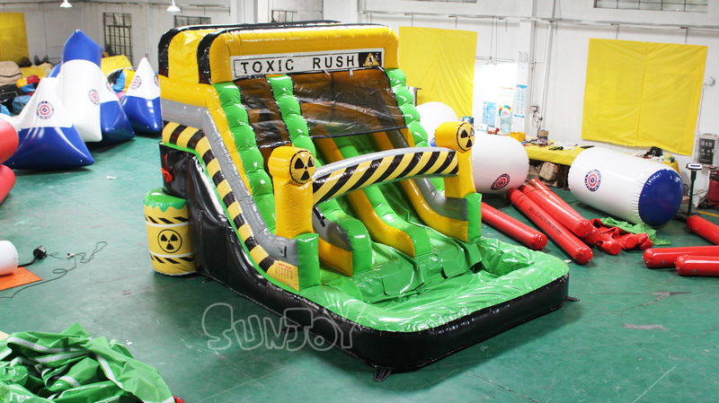toxic rush inflatable water slide park for kids