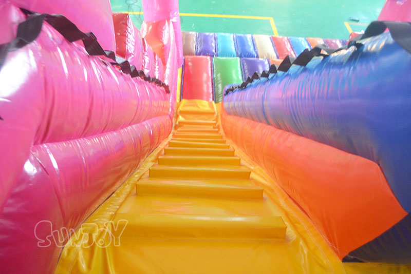 cartoon castle inflatable slide climbing stair