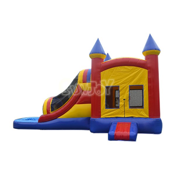 SJ-CO13076 Rainbow Inflatable Bouncy Castle With Water Slide