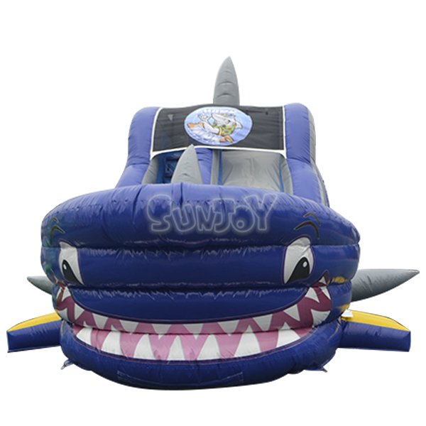SJ-SL14003 18' Shark Tank Inflatable Wet/Dry Slide For Sale