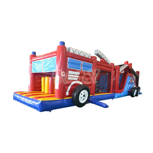 SJ-OB15004 Fire Truck Inflatable Obstacle Course Jumpers