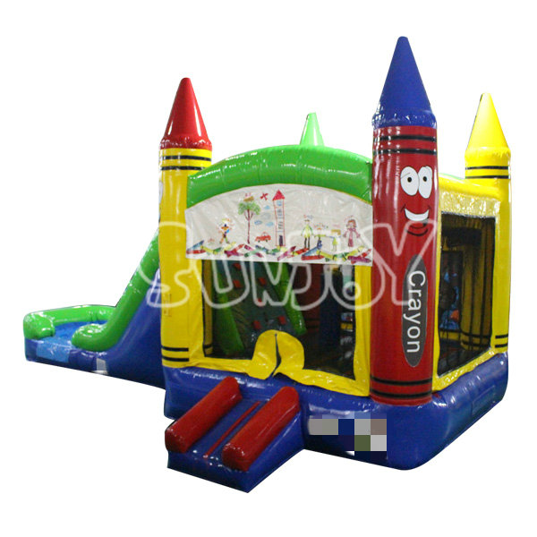 SJ-CO16013 28' Inflatable Crayon Combo Wet Slide Jumper