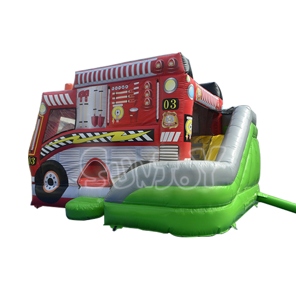 Fire Truck Jump House Slide Combo