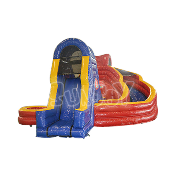 SJ-SL14004 U Turn Inflatable Dry Slide With Two Lanes