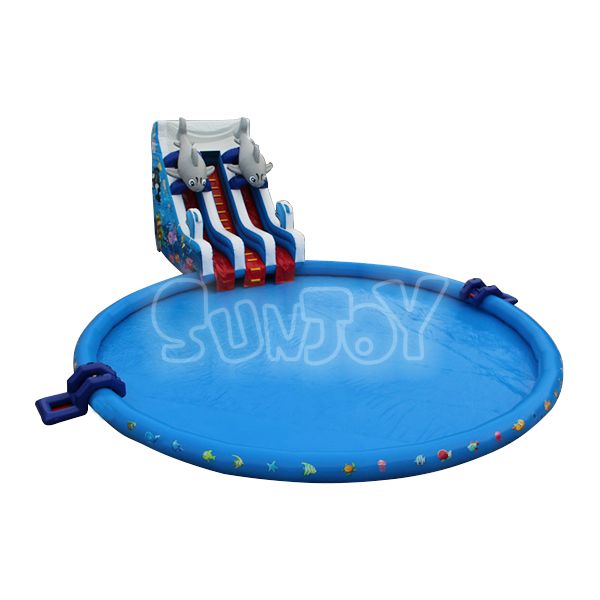 SJ-WSL15015 Inflatable Water Slide with Pool For Sale