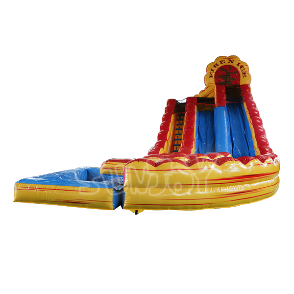 21' Fire N Ice Inflatable Water Slide Curved Double Lane SJ-WSL16007