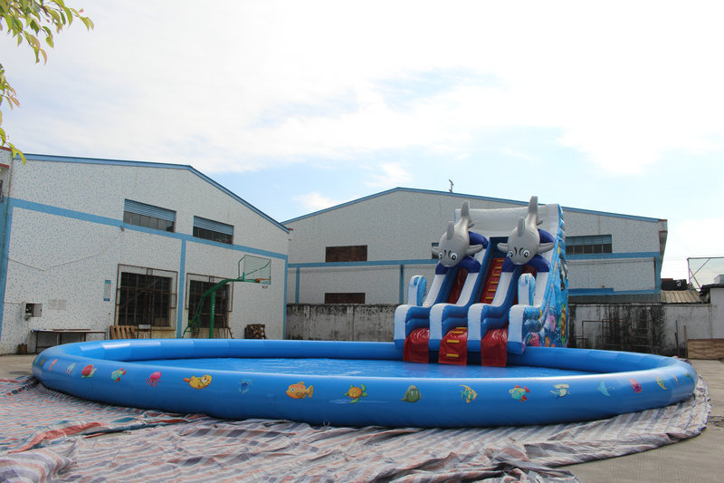 inflatable water slide with pool