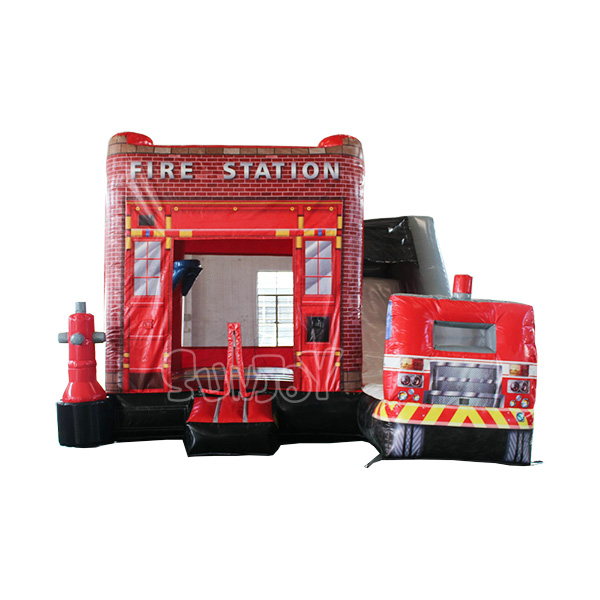 SJ-CO17007 Inflatable Fire Station House Truck Slide Combo