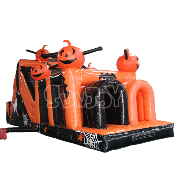 Halloween Themed Pumpkin Inflatable Obstacle Course For Kids SJ-OB17011