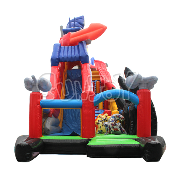 Transformers Theme Inflatable Dry Slide With Obstacles For Kids SJ-SL18002