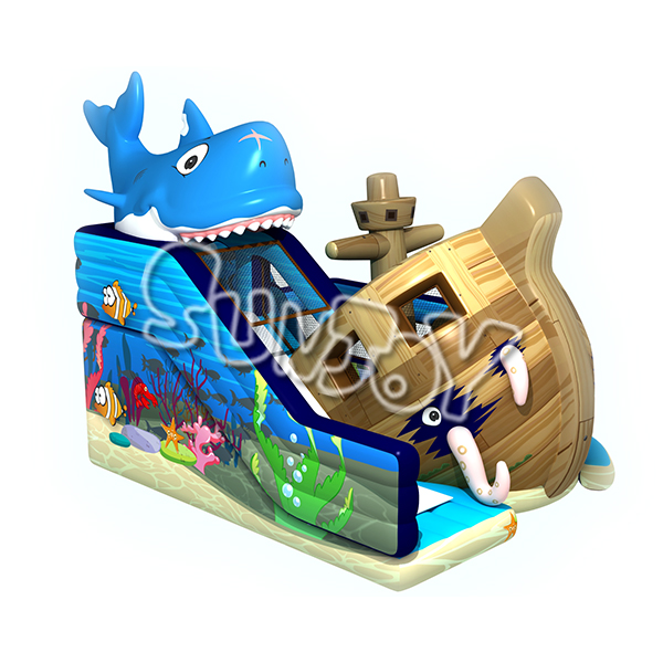 Undersea Shipwreck Inflatable Slide With Giant Shark SJ0007