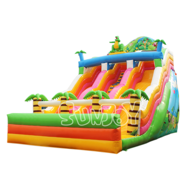 Palm Tree Colorful Inflatable Slide Triple Lane SJ-SL18007