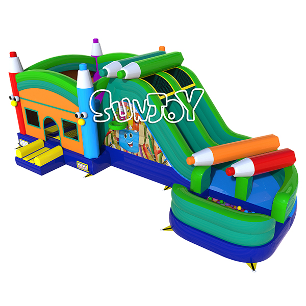 Color Pen Bounce House Curve Slide Combo New Design SJ-NCO181207