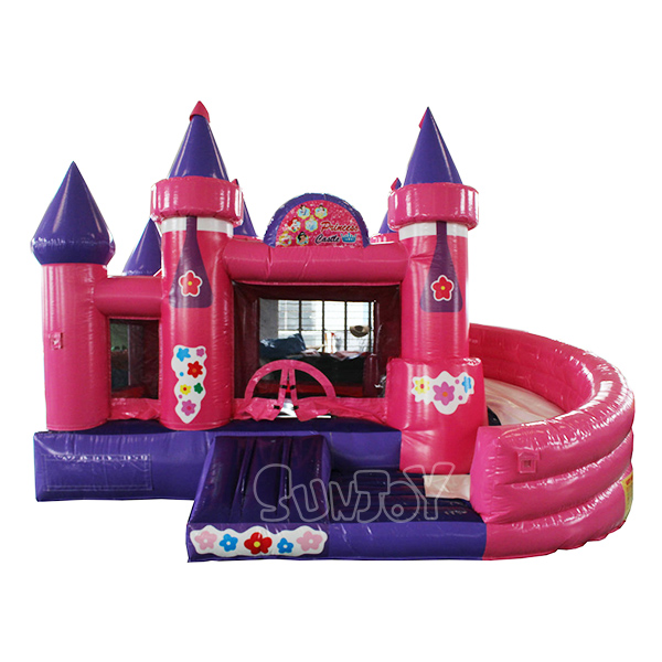 Pink Princess Bouncy Castle With Curve Slide Combo SJ-CO16001