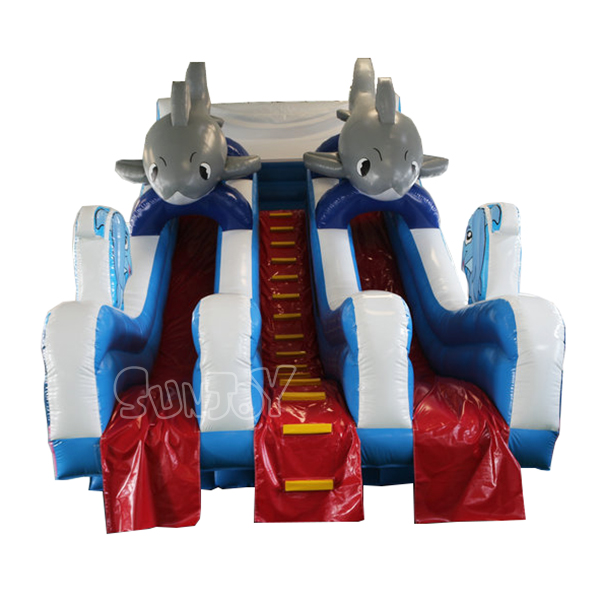 Dual Dolphins Inflatable Water Slide For Above-Ground Pool SJ-WSL16029