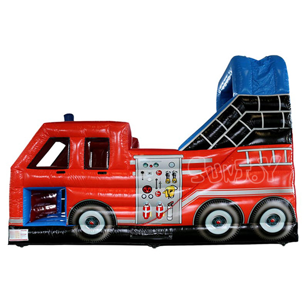 Enclosed Fire Truck Inflatable Slide