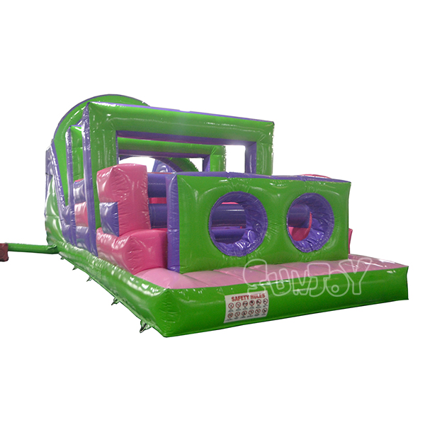 12M Inflatable Pink Green Obstacle Course For Children SJ-OB15017