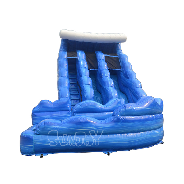 18FT Marble Blue Curve Inflatable Water Slide With Splash Pool SJ-WSL14008