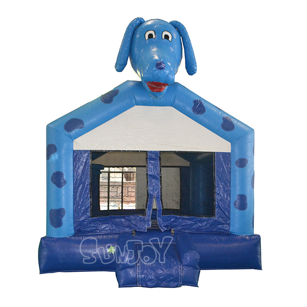 Commercial Blue Dog Bounce House with Inside Basketball Hoop SJ-BO14066