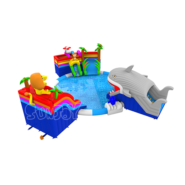 Triple Slide Inflatable Water Park