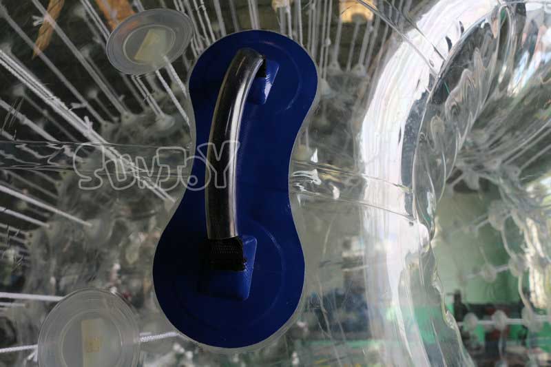 2.8m clear TPU inflatable zorb ball blue handle