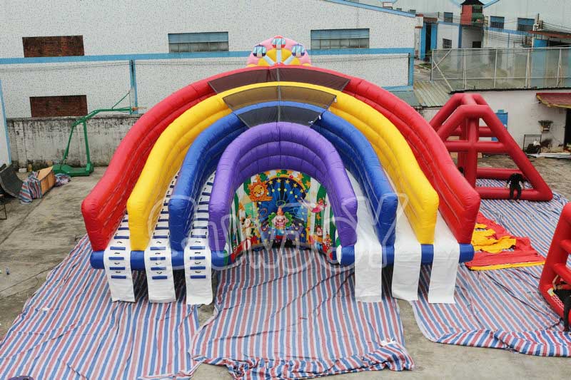 triple lane rainbow inflatable water slide detail picture 2