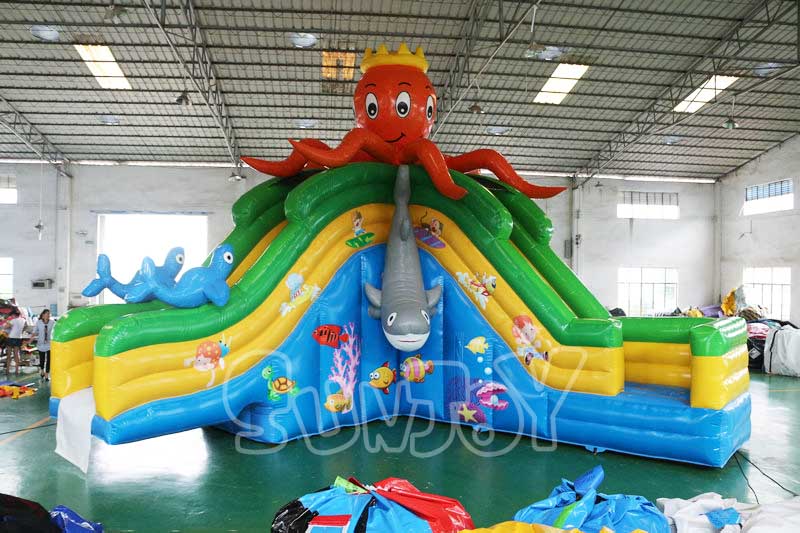 giant octopus blow up water slide