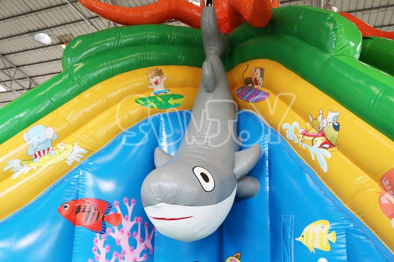 giant octopus blow up water slide inflatable shark