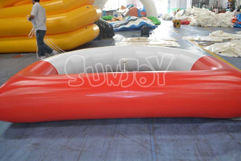 red white small inflatable trampoline reverse side