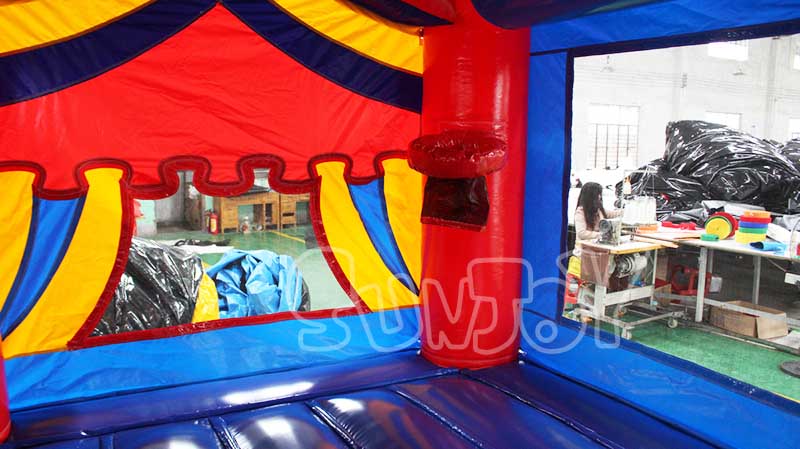inflatable rainbow castle combo basketball hoop