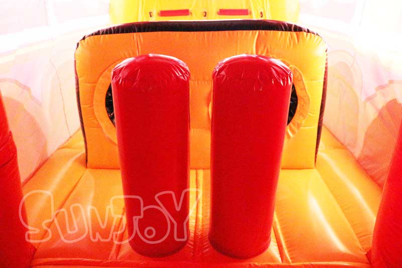 red truck inflatable obstacle course inflated wall