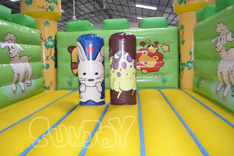 large bouncing area with obstacles
