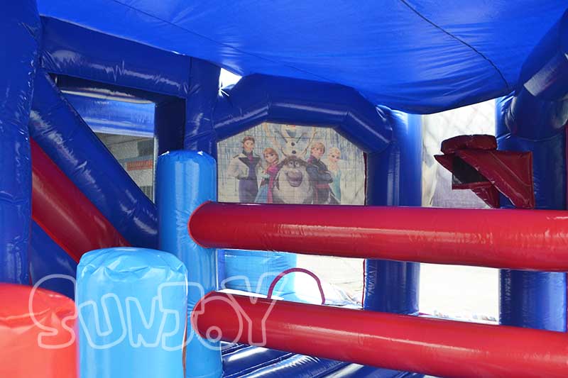 frozen jumping castle shooting basketball area